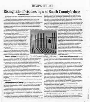 Article: Rising tide of visitors laps at South County's door